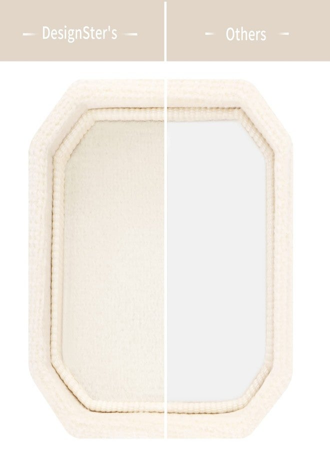 DesignSter Velvet Ring Box - Square, 3 Slots, Premium Ring Bearer Box for Wedding Ceremony & Proposal Engagement (Beige) - Image 5